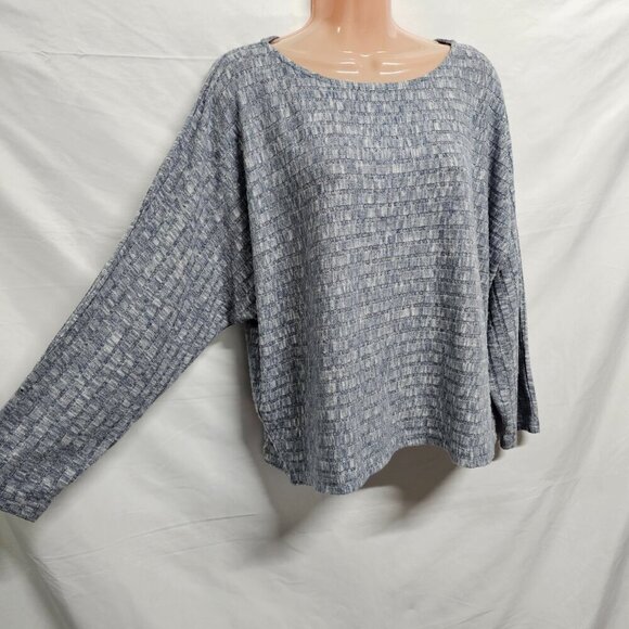 Johnny Was Calme Boat Neck Short Pullover Sweater Women Size L Blue Heathered - Picture 4 of 14